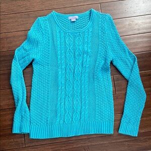 Women's Blue Cable Knit Sweater